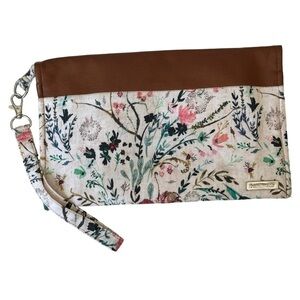 Bubba and Blue Handmade Floral Cotton Mom Clutch with Change Pad Pink Cream